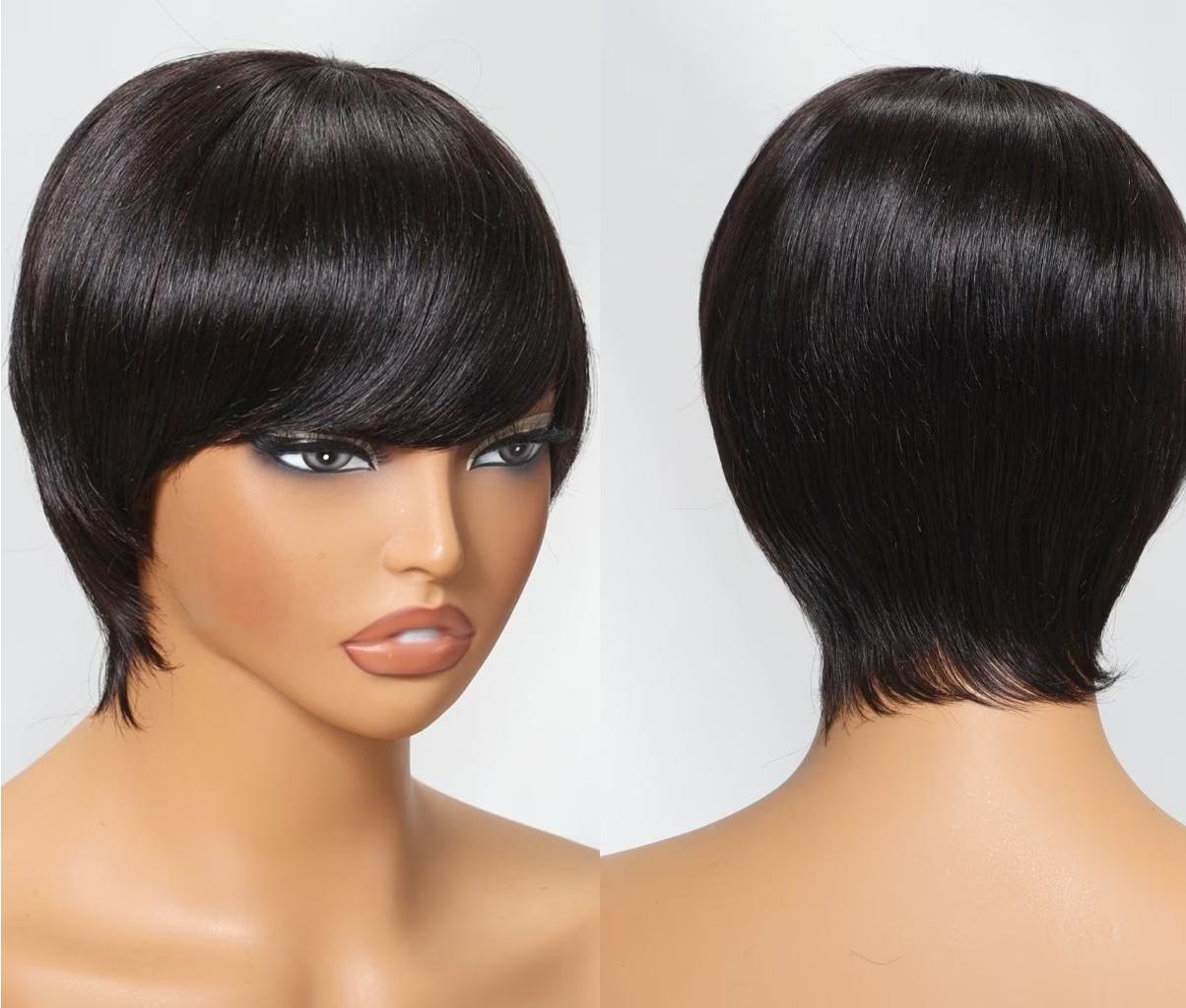 Nadula Pixie Cut Wigs for Black Women Glueless Pixie Cut Wig Human Hair Short Straight Wig Beginner Friendly Full Machine Human Hiar Wig Easy To Style Maintenance TikTokShopStockUp