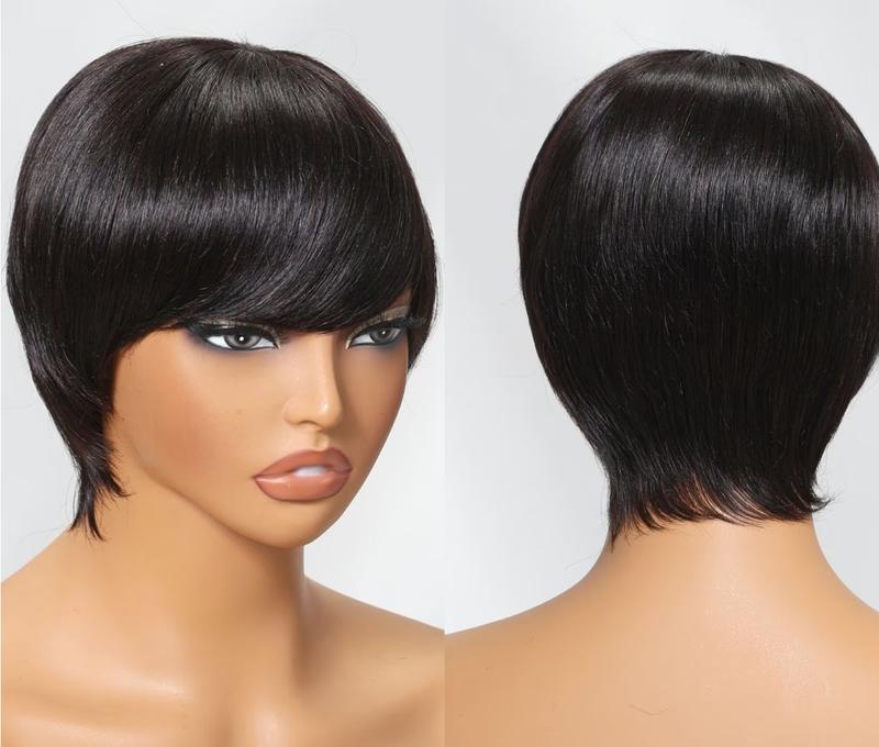 Nadula Pixie Cut Wigs for Black Women Glueless Pixie Cut Wig Human Hair Short Straight Wig Beginner Friendly Full Machine Human Hiar Wig Easy To Style Maintenance TikTokShopStockUp