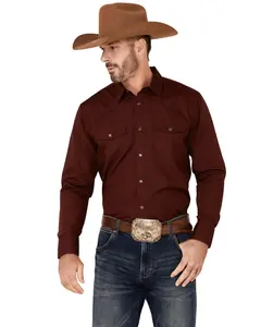 Gibson Trading Co Men's Basic Solid Long Sleeve Pearl Snap Western Shirt - Gmba21w100-Burg Gibson Trading Co Men's Basic Solid Long Sleeve Pearl Snap Western Shirt - Gmba21w100-Burg