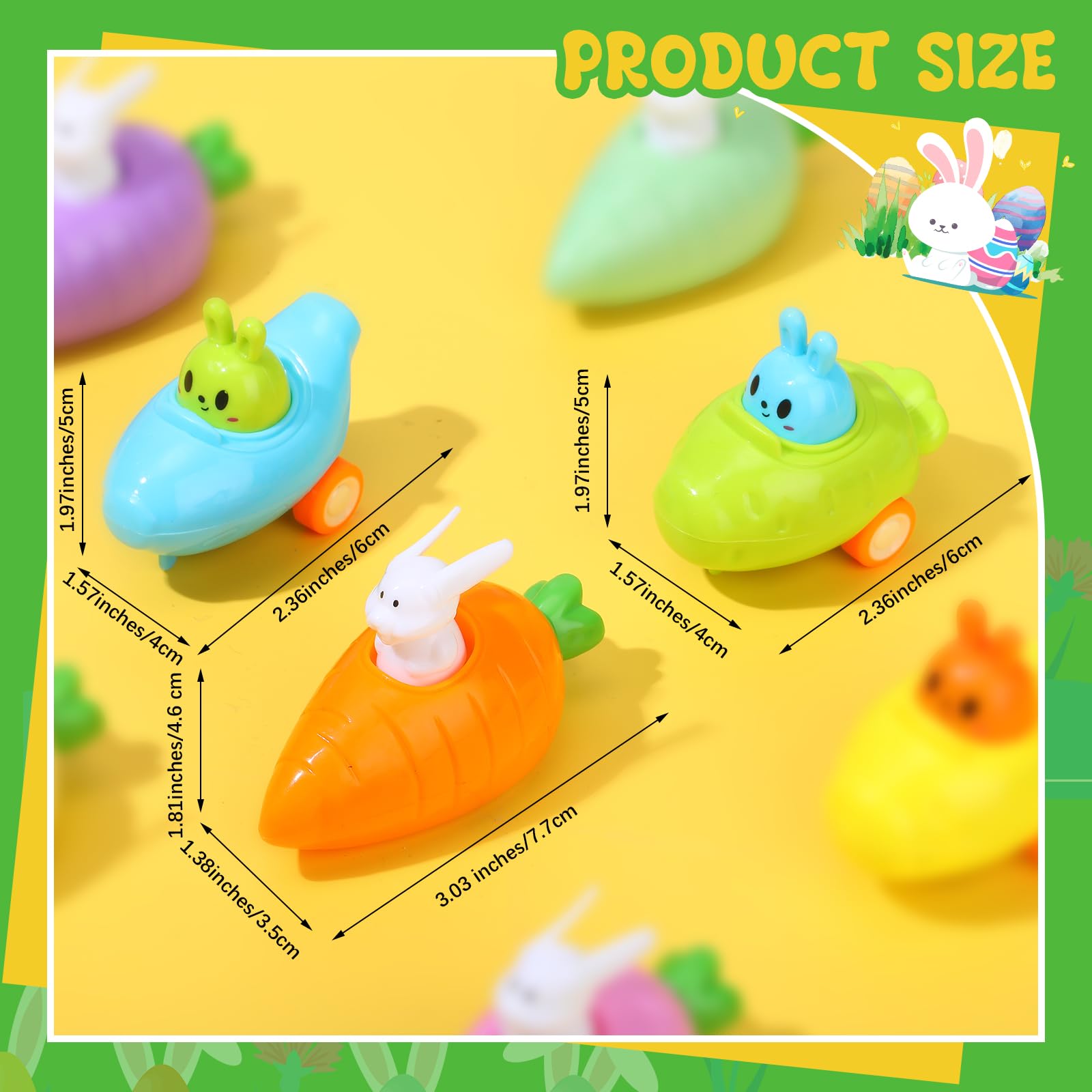 30/50 Pcs Easter Egg fillers Set with Mini Pull Back Cars, Easter Bunny Toy Car for Easter Egg Hunt, Plastic Non-Candy for Boys Girls Easter Basket Stuffers Gifts Spring Party Favors Classroom Prize Supplies
