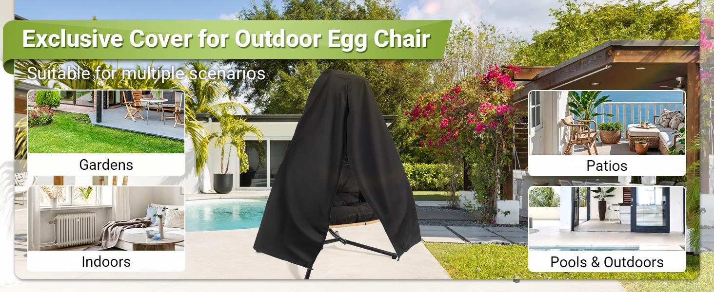Double-seat Indoor/Outdoor Egg Chair Rain Cover with a Zipper Attached, Weatherable, UV-resistant and waterproof,  suitable for use in bedrooms, balconies and gardens. Lounge Home Weatherproof Versatile