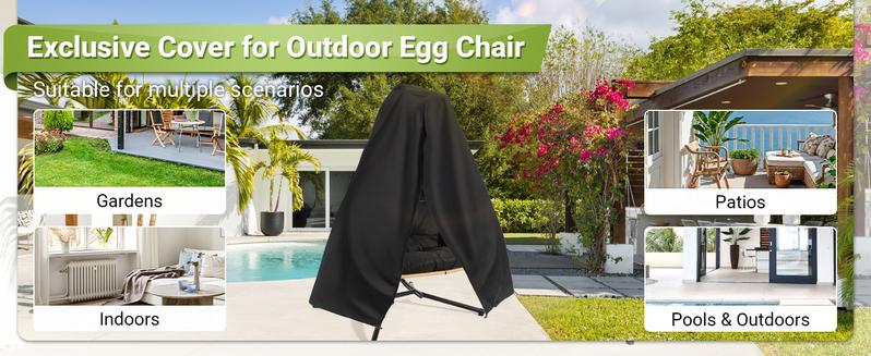 Double-seat Indoor/Outdoor Egg Chair Rain Cover with a Zipper Attached, Weatherable, UV-resistant and waterproof,  suitable for use in bedrooms, balconies and gardens. Lounge Home Weatherproof Versatile