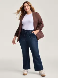 【Y2K】【Pocket Approved】BLOOMCHIC Plus Size Supersoft Elastic Waist Drawstring Bootcut Jeans [M-6X] 2026 Summer Vibes Swimweek