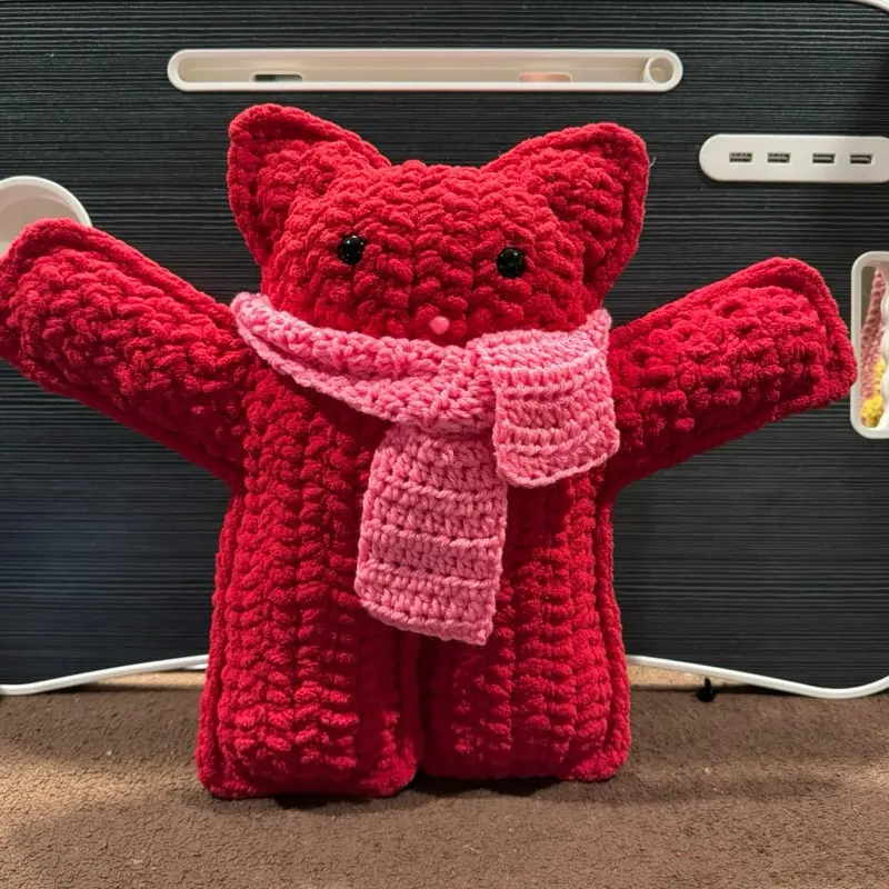 Handmade Crochet Teddy Bear Plush | Soft Fuzzy Bear with Scarf | Cute Gift