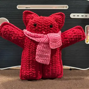 Handmade Crochet Teddy Bear Plush | Soft Fuzzy Bear with Scarf | Cute Gift