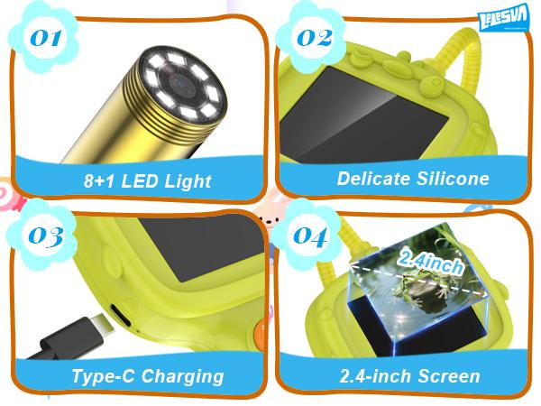 2026 Upgraded Kids Endoscope Camera with Storage Bag – LELESUN Borescope Snake Camera with 2.4" HD IPS Screen, 8 LED Lights, IP67 Waterproof STEM Toy for Science Exploration, Gift for Boys Girls Age 4–10