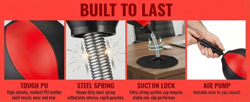 Stress Buster Desktop Punching Bag - Suctions to Your Desk, White Elephant Gifts for Coworker Men and Women, Heavy Duty Stress Relief Ball, Gag Gifts Funny Desk