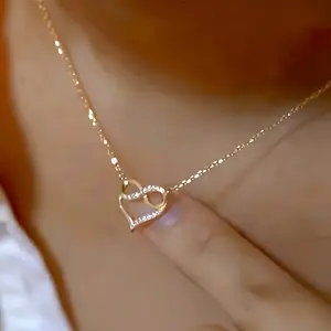 A Stylish Pendant Necklace for Women with A Heart-shaped Infinity Pendant Set with Synthetic Synthetic Zirconia, Perfect for Proposing, Engagement, Wedding, Or As A Valentine's Day Gift to Express Love Through Jewelry.