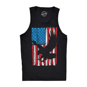 Mens Eagle In Flag Fitness Tank Awesome Fourth Of July Graphic Tanktop for Men Funny Workout Shirt for Men with Plus Sizes Patriotic Tank Top for Men Novelty Tank Tops for Guys Black -