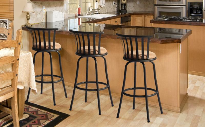 【Deals For You Days】Homy Casa Brown Swivel Barstools with Back, Faux Leather, 24/29 Inch Armless, Adjustable Height, Built-in Footrest, Swivel Seat Furniture Home