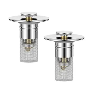 Bathroom Sink Drain Strainer Pop Up Sink Drain Stopper with Removable Stainless Steel Filter Basket, for US Universal Bathroom Kitchen Basin Sink Stopper Bathroom Sink Stopper