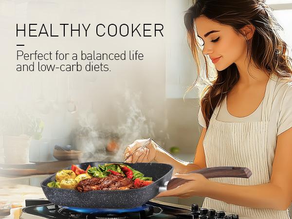 Kitchen Academy 17 Pieces Induction Cookware Set with Nonstick Cooking Pans, Includes Pan, Baking Form & More Springtok Multicolor Pot Cast Iron Skillet