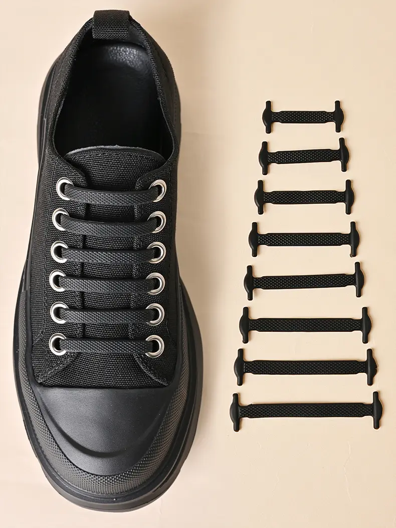 Silicone No-Tie Lazy Quick-Tie Shoelaces, 1-Pair Pack, All-Seasons Flat Shoestrings for Sneakers, Casual Sports Footwear