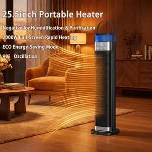 【Clearance Deal】Portable Heater 25.5-inch 3-Speed Fan Adjustment Adjustable Thermostat Remote Control 95°F 60° Oscillation 12-Hour Timer Energy-Saving Indoor Electric Heater