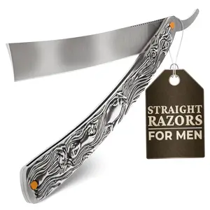 Professional Mens Straight Razor – 11.4" Barber Straight Razors for Men with Pre-Sharpened Carbon Steel Blade – Rust-Resistant & Easy to Clean Shaving Knife for Men, Ergonomic Handle & Durable Build