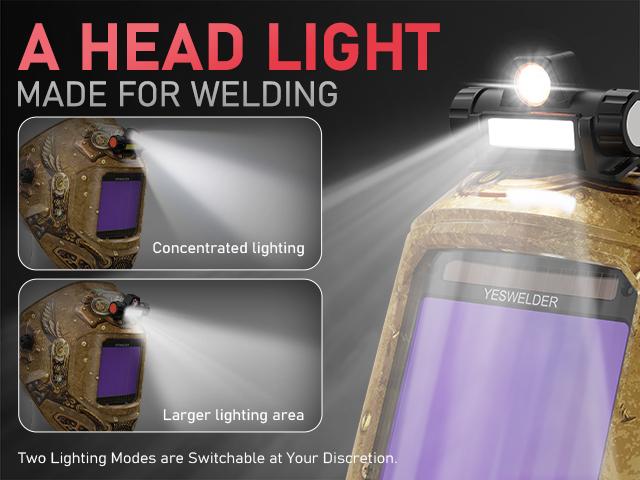 YESWELDER LYG-17800F Auto Darkened Welding Helmet with Rechargeable LED Light | 3.93"x3.66" Large Viewing Screen, 1/1/1/1 True Color Clarity | Wide Shade 4/5-9/9-13 Welding Hood for TIG MIG ARC Grind