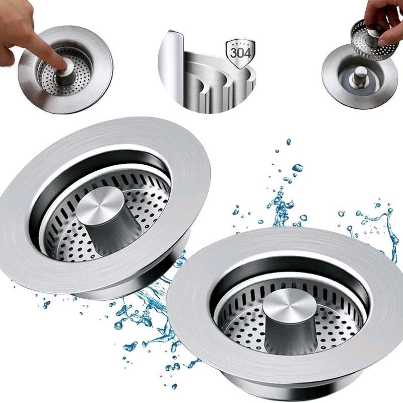 Upgraded 3 in 1 Kitchen Sink drain stainer- Adjustable Stainless Steel ...