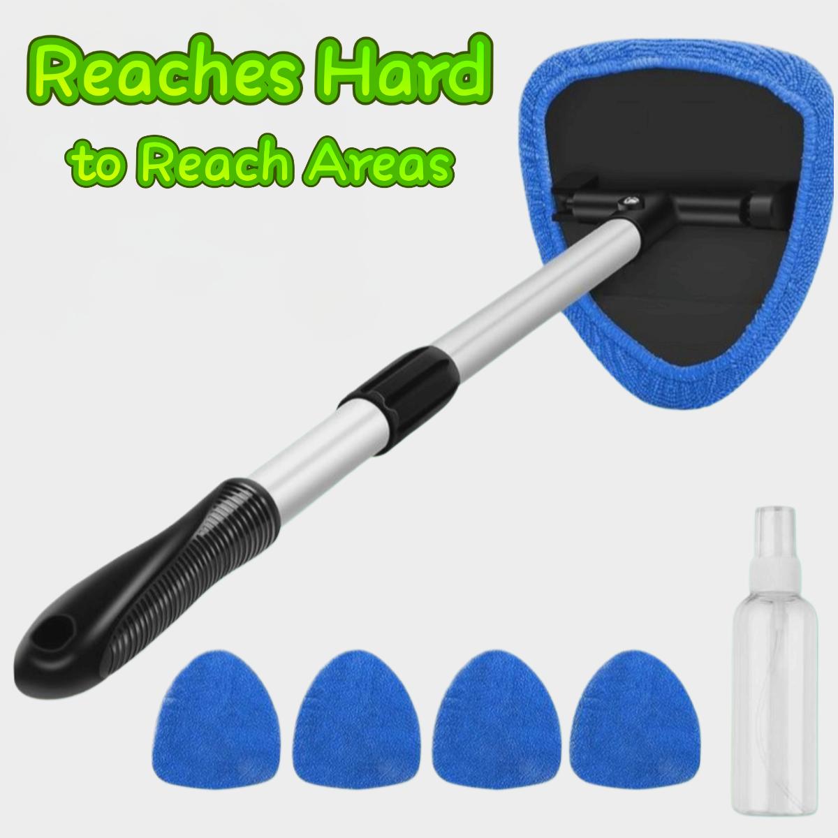 5pc Extendable Car Window Cleaner Kit - Reach Window Gaps/Sunroofs |   Washable Brushes |   No More Hard-to-Reach Spots