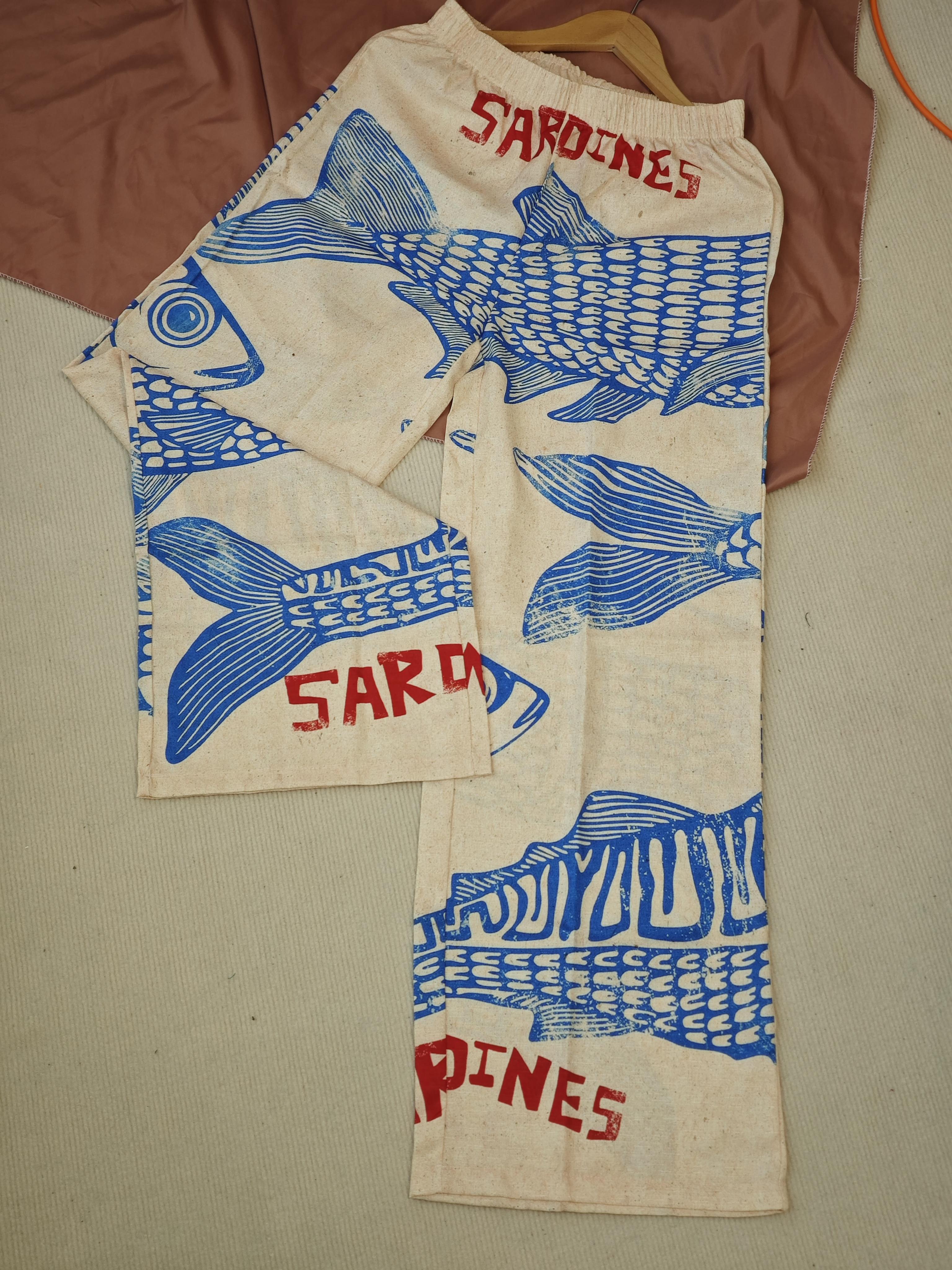 Vintage Sardine Print Wide-Leg Palazzo Pants Nautical Pattern Design Women Trousers for Coastal Outfits #SpringStatements Vintage Sardine Print Wide-Leg Palazzo Pants Nautical Pattern Design Women Trousers for Coastal Outfits #SpringStatements