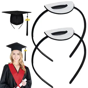 Graduation Cap Headband, Secures Your GradCap, Black Headband Insert Hairstyle Hat Accessories DIY Gift for Graduates, Students, Women (Grad Cap Not Included)