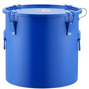 VEVOR Fryer Grease Bucket,  10 Gal Oil Disposal Caddy Carbon Steel Fryer Oil Bucket with Rust-Proof Coating, Oil Transport Container with Lid, Lock Clips, Filter Bag for Hot Cooking Oil Filtering, Blue Kitchen Utensils