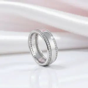 Full Eternity Men's Wedding Band Ring with Diamond Option