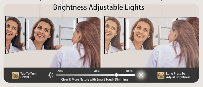 Umitec Adjustable 3-Way LED Mirror - Adjustable Portable Trifold Vanity Mirror for Shaving, Grooming, Cool Gifts for Adults, Christmas Gifts for Husband Umitec Adjustable 3-Way LED Mirror - Adjustable Portable Trifold Vanity Mirror for Shaving, Grooming, Cool Gifts for Adults, Christmas Gifts for Husband