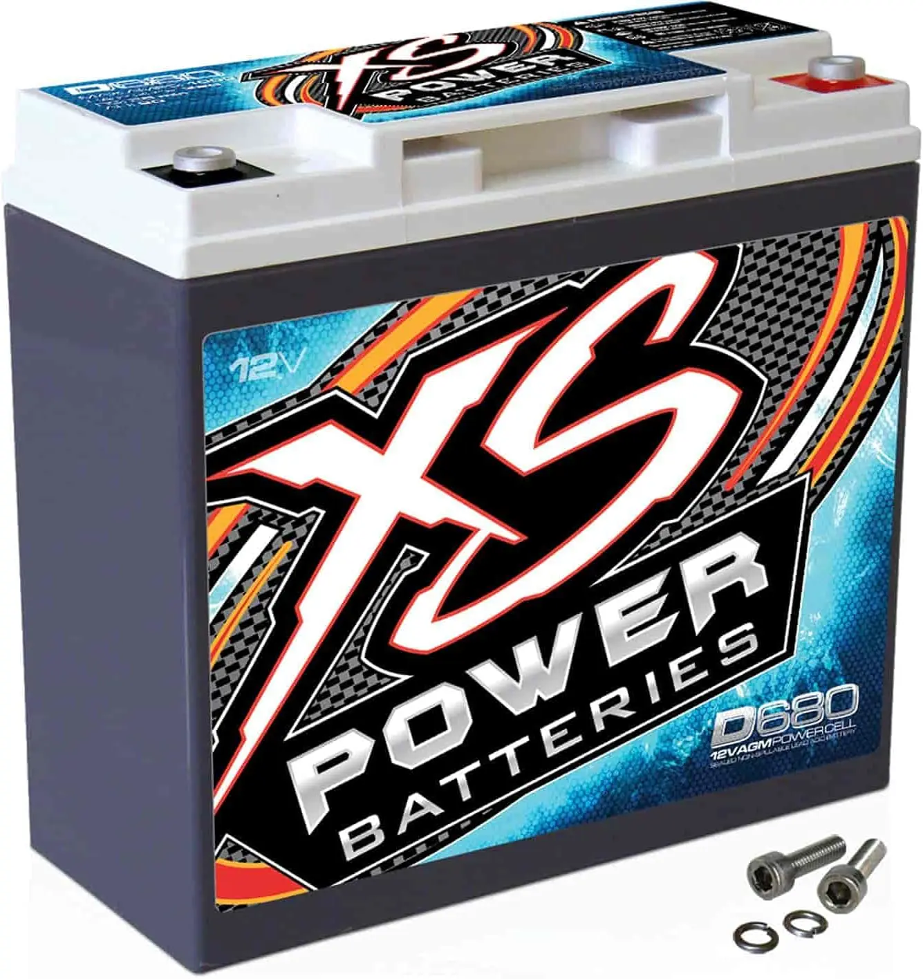 XS Power D680 12V 20Ah 370CA 1000A Absorbed Glass Mat Battery with M6 Terminal Hardware, Fiberglass Construction, Highest Energy Density Chemistry, Mountable in Almost Any Position for Car Audio Systems, Performance Cars