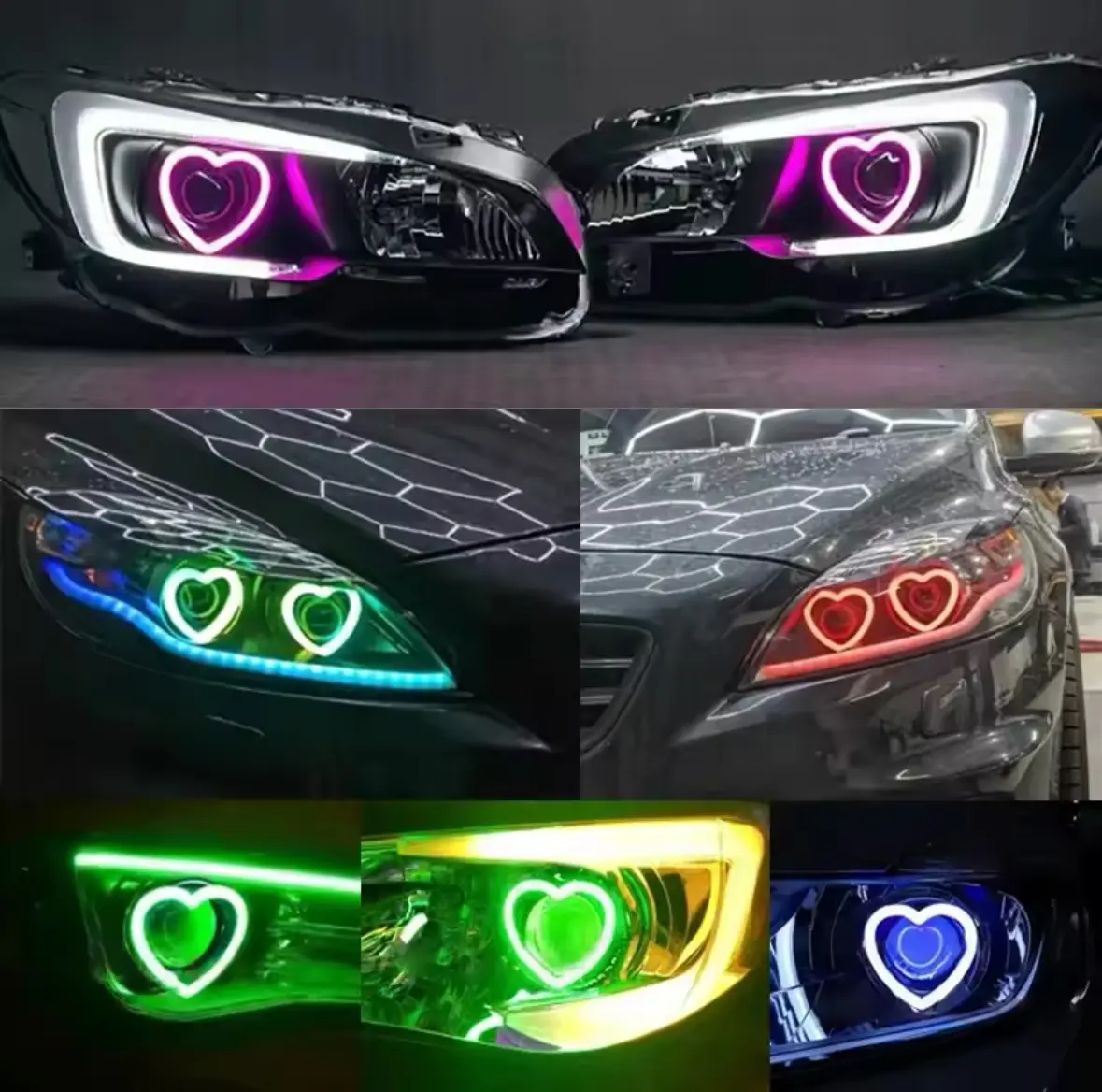 Heart Shaped Multicolor RGB LED Angel Eye Halos Headlight Bluetooth Car DRL Vehicle Led Led Car Bulb
