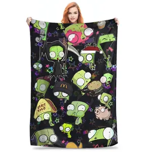 Invader Zim Gir Dib Robot Blankets Flannel Textile Decor  Portable Super Soft Throw Blanket for Bed Car Bedspread