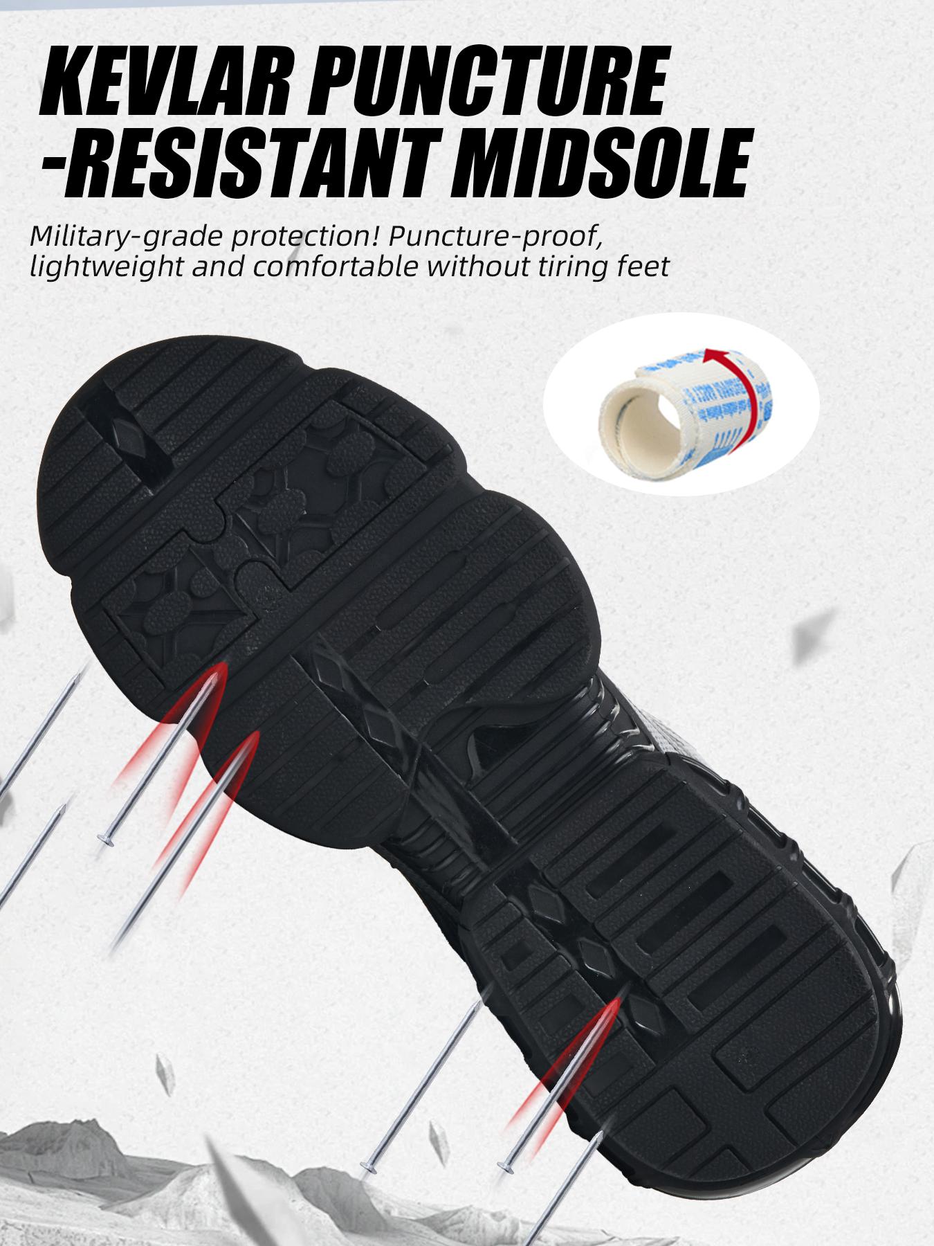 Men's Safety Shoes Mid-Top Protective Casual Shoes Anti-Smashing Composite Toe Anti-Puncture Midsole Thick Sole Comfortable Outdoor Casual Work Shoes Boot Footwear