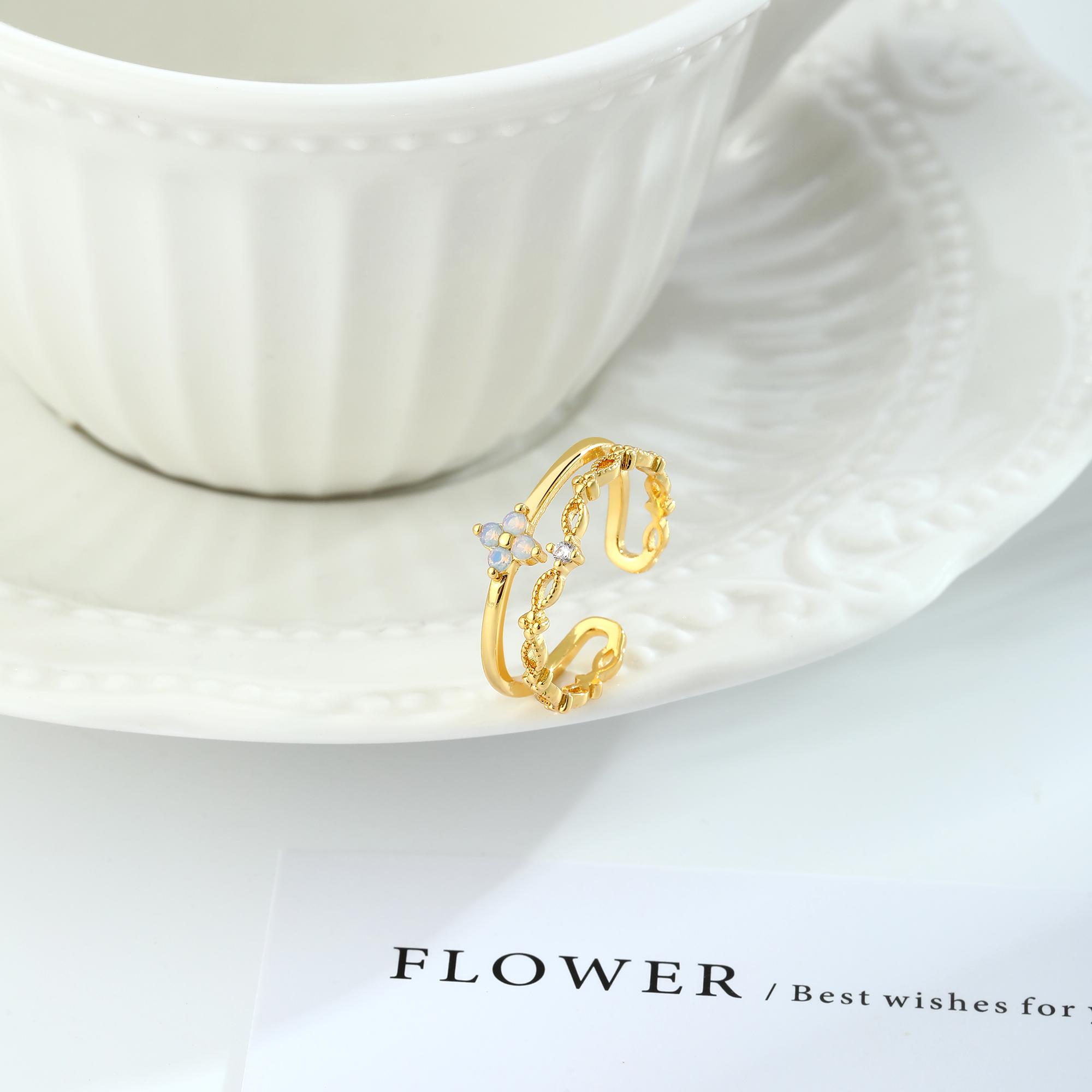 VENOCO Open Stacking Gold Silver Rings for Women Non Tarnish 14K Gold Plated CZ Rings for Women Dainty Pinky Promise Wedding Ring Jewelry Gifts for Women