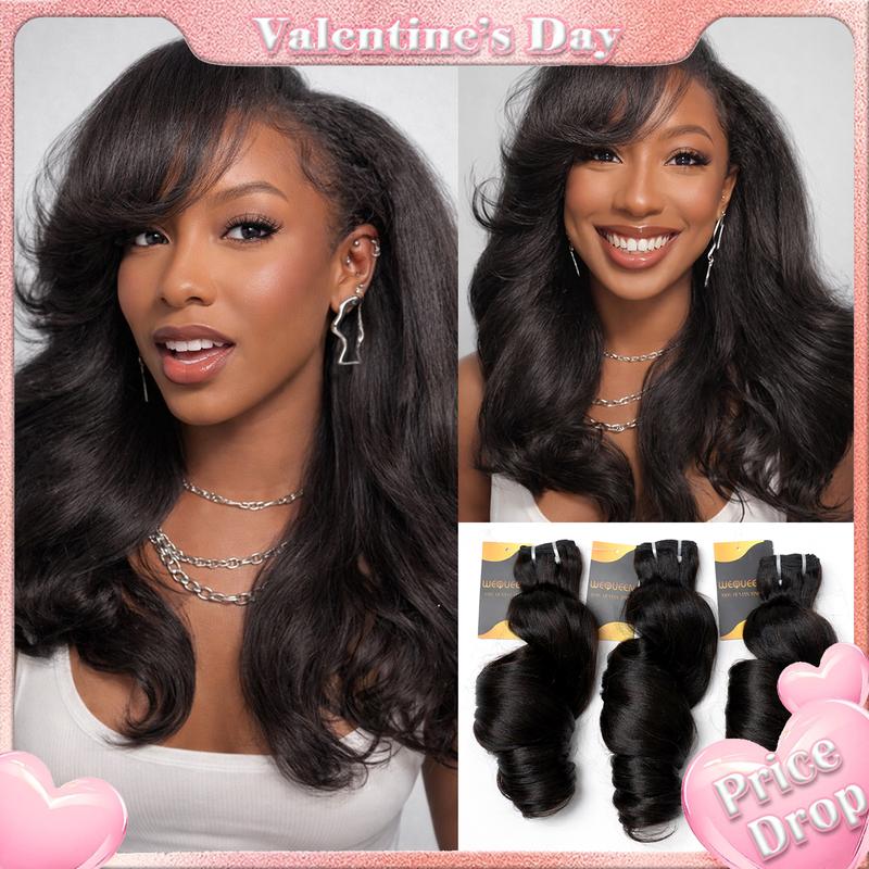 [Wequeen] Yaki Loose/ Yaki Straight/ Burmese Curly Virgin Human Hair Bundle Set 240g One-Pack Solution Seamless Blend & Natural Flow Blow Out Valentine Gifts New Drops