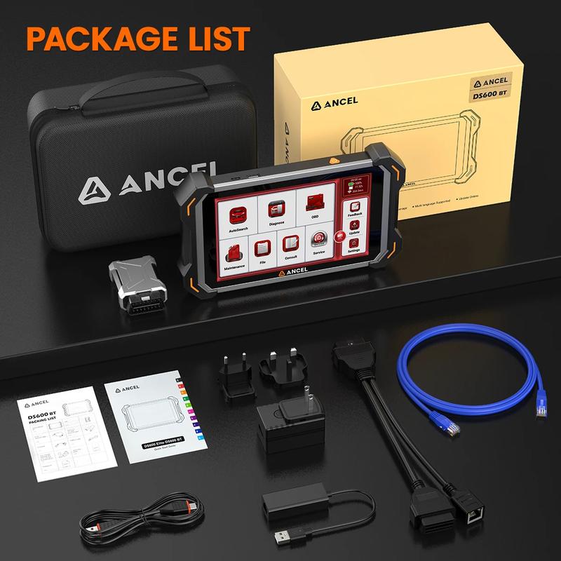 ANCEL DS600BT OBD2 Scanner Full System Diagnostic Tool CANFD/DOIP Bi-Directional ECU Coding 34 Reset Lifetime Free Update Fit for Chevrolet, Ford, BMW E/F/G Chassis, Jaguar, Land Rover