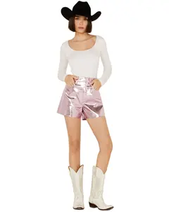 Blanknyc Women's High Rise Metallic Shorts - 04Qf8395-Pink