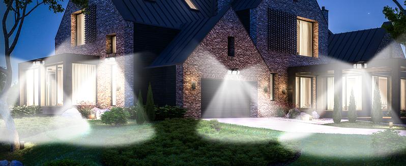 VIVOHOME Linkable Solar Flood Lights Outdoor, 2 Adjustable Motion Sensors Security Lights with 3 Heads, 2500LM, IP65 Waterproof, Solar Powered for Outside, Yard, Porch, Patio