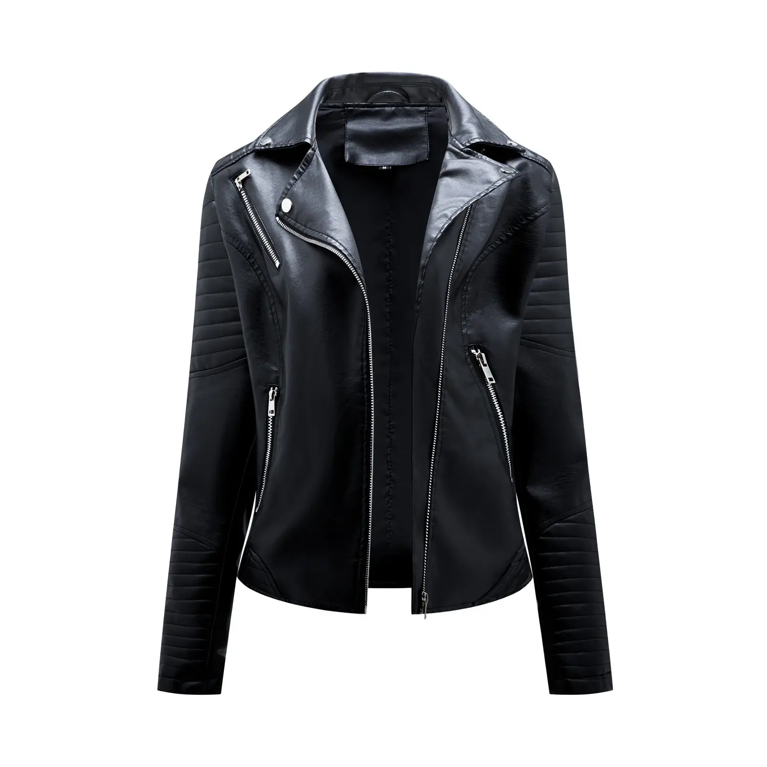 Women's Vegan Faux Leather Moto Biker Jacket - Edgy Chic, Rain-Ready PU, Asymmetrical Lapel, Soft for Long Wear, Slim Fit Flatters Curves, Stretchy Long-Sleeve, Plus Size Available, Fashion Apparel for Jeans/High Waist Dress/Tops