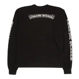 Chrome Hearts Scroll Logo Long Sleeve Tee Shirt Black White