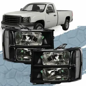 CROSSDESIGN 2Pcs Black Clear Headlights Head Lamps Fit For 07-14 GMC Sierra 1500 2500 3500 CROSSDESIGN 2Pcs Black Clear Headlights Head Lamps Fit For 07-14 GMC Sierra 1500 2500 3500