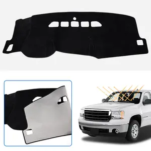 Custom Fit Dash Mat for 2007-2013 Chevy Silverado GMC Sierra Flannel Sunshade UV Protector Non-Slip Cover with Glove Box Access