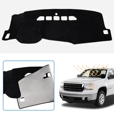 Canvcle Custom Fit Automotive Car Dashboard Anti-Slip Pad for 2007-2013 Chevy Silverado GMC Sierra, Bonded Fabric Flannel Sunshade, UV Protection Car Accessories Interior, Easy Installation Glove Box Access Cover