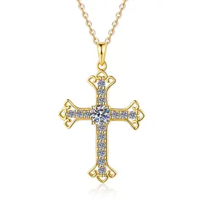 #86 (Cross Necklace）925 Sterling Silver Synthetic Moissanite Necklace