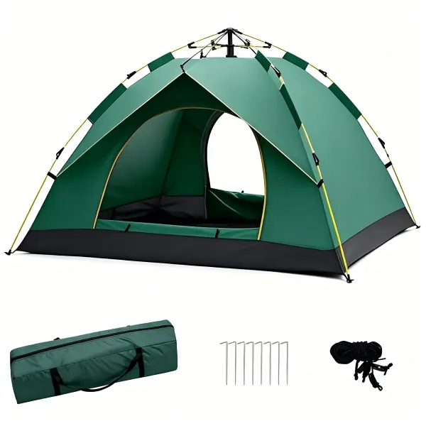 3-4 Person Instant Pop-Up Dome Camping Tent - Breathable Waterproof, Lightweight Portable Popup Canopy Outdoor Shelter with Tent Stakes, Bug Mesh, Carry Bag, Double Layer Water Windproof for Camping, Hiking, Breathable Waterproof Tent, Lightweight Portabl