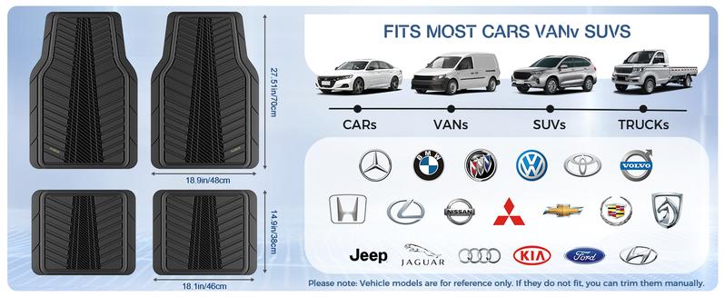 FLORICH Car Floor Mats, Heavy Duty Floor Mats for Cars, 4 Piece All-Weather Floor Mats with Anti-Slip Backing, Waterproof Universal Trim-to-Fit, Automotive Floor Mat for Cars SUV Trucks