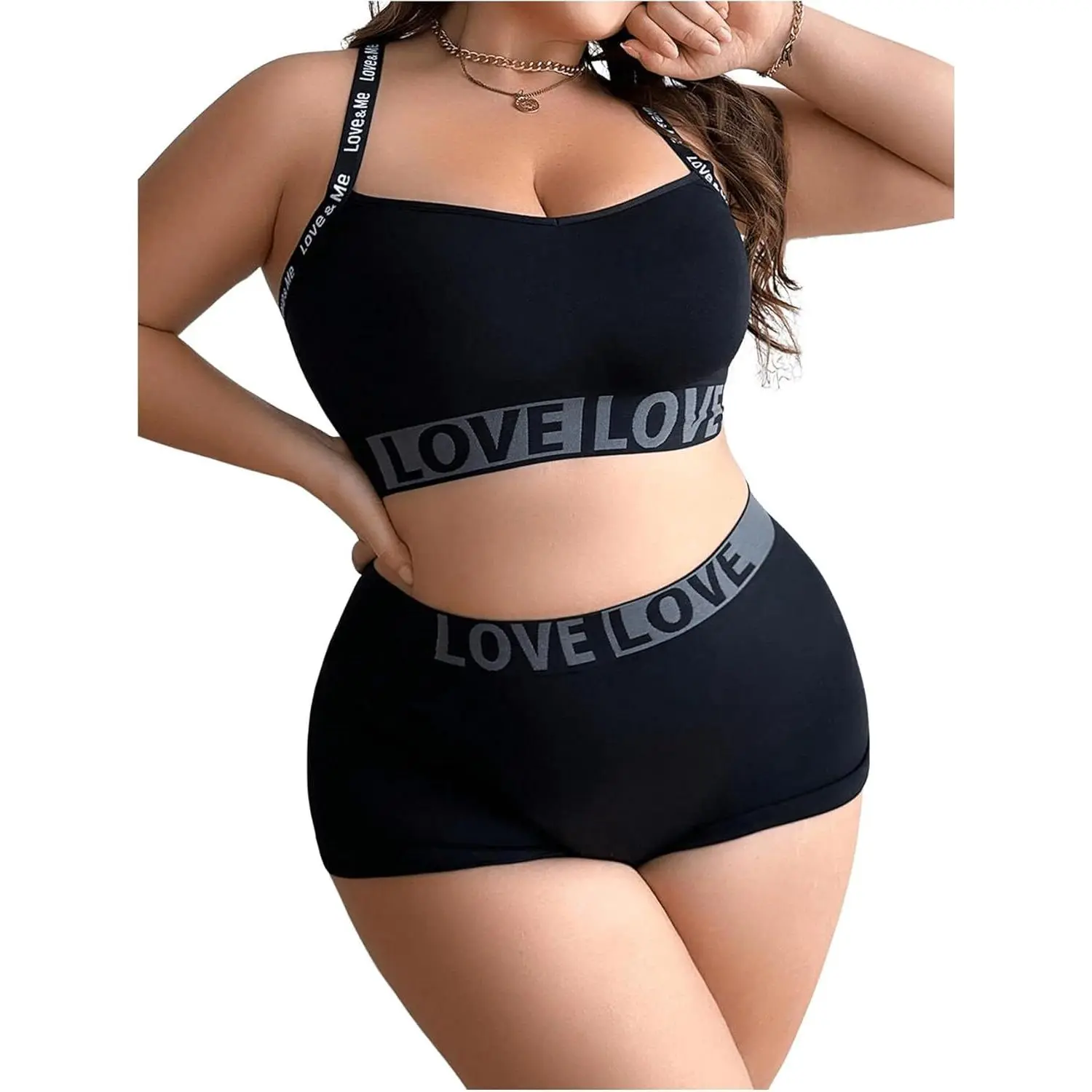 Plus Size Lingerie for Women Matching Bra and Panty Sets for Curvy Women Bralette and Boyshorts Panties