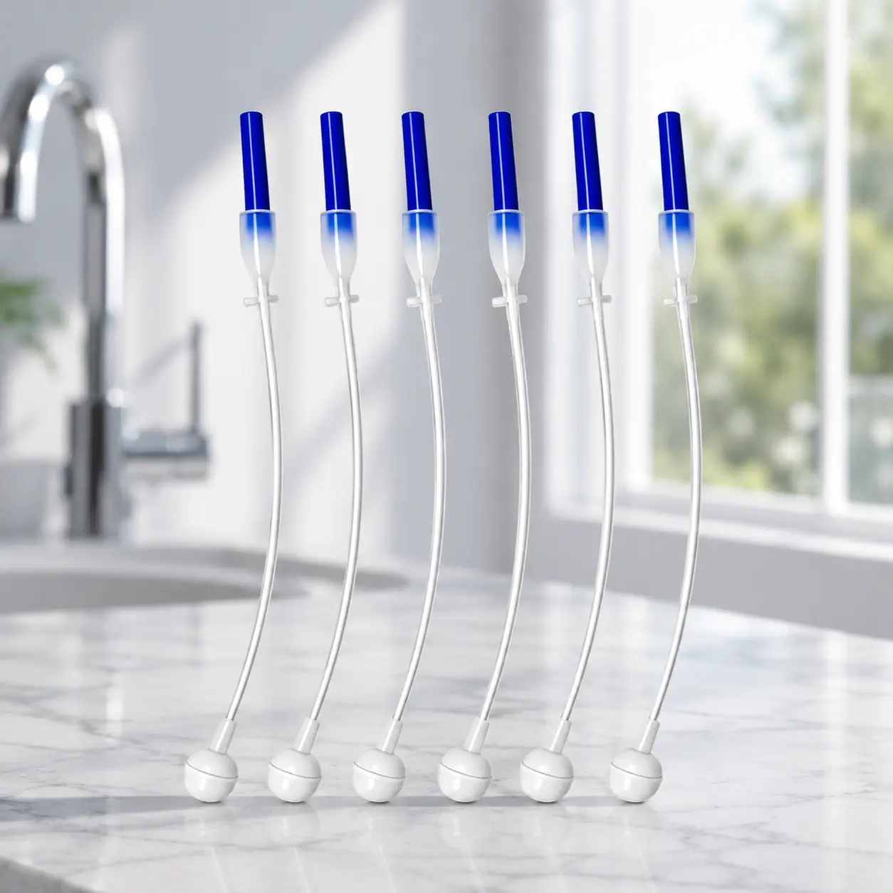 Universal Flexible 360 Degree Angled Spray Nozzle Adapter Set of 6, Multi-Angle Sprayer Connector with Weighted Ball Tube for Home & Kitchen Cleaner Bottles