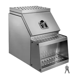 Heavy Duty Aluminum Toolbox For Semi Trucks With Side Mount Saddle Step, 18-Inch By 27.5-Inch By 25.4-Inch Waterproof Storage Box, T-Handle Lock With Keys, Secure Side Mount Toolbox For Semi Trucks And Flatbed Trailers