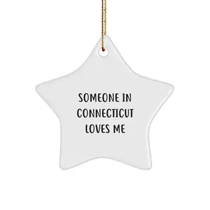 Connecticut Star Ornament With Someone In Connecticut Loves Me Phrase