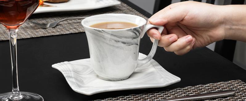 MALACASA Porcelain Dinnerware Sets 30 Pcs with Square Dish Set, Dinner Plates, Dessert Plates, Soup Bowls, Cups & Saucers, Series Amparo Cutlery Tableware Winter Holiday