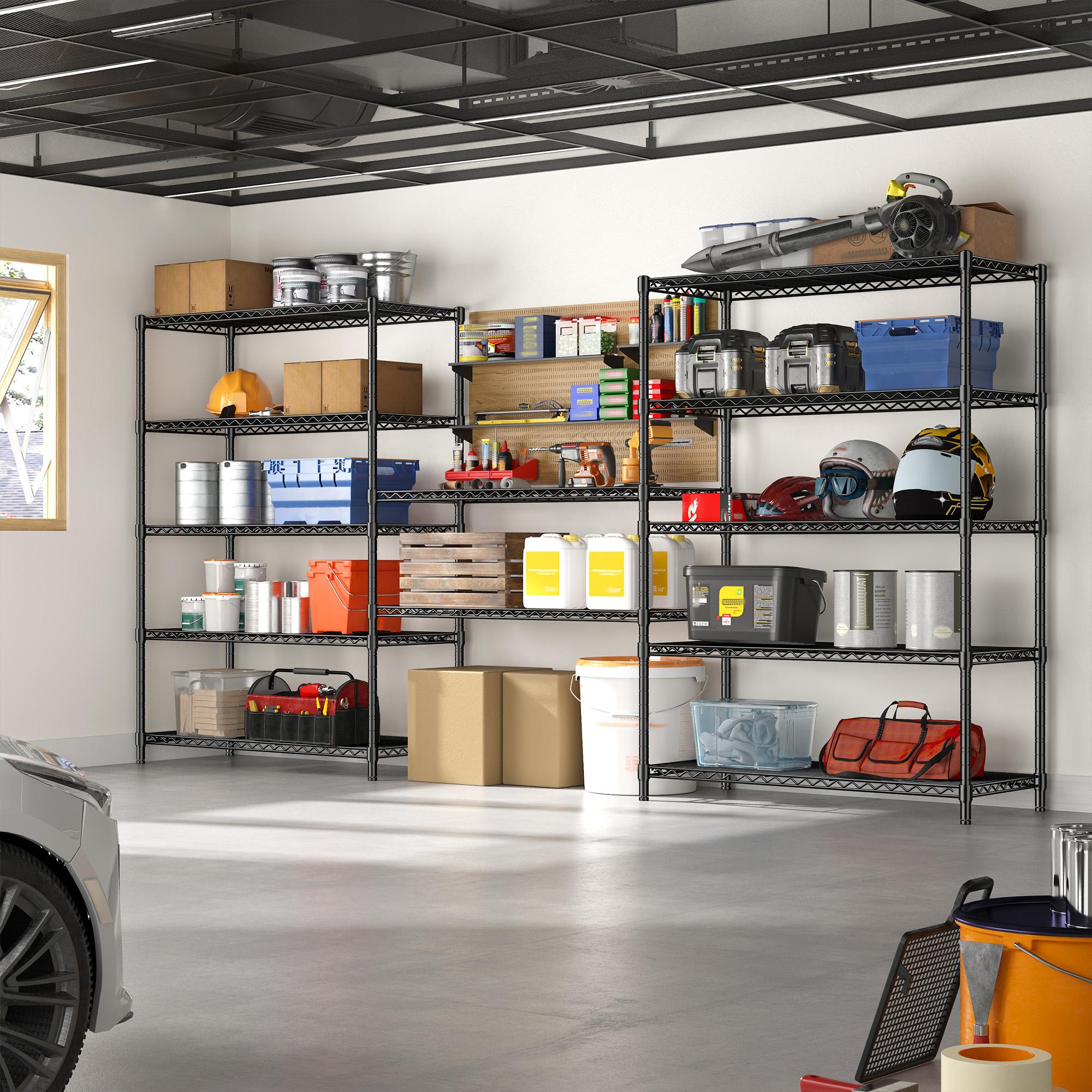 【Corner Shelf Storage】5-Tier Storage Shelving Unit,59"H*24"W*14"D,Height is freely Adjustable & No Sharp Edges,Heavy duty & Safer Shelf,Garage tool box Standing Shelf,Closet rack,Shoe rack,Kitchen Appliance Storage Rack,The All-in-One Value